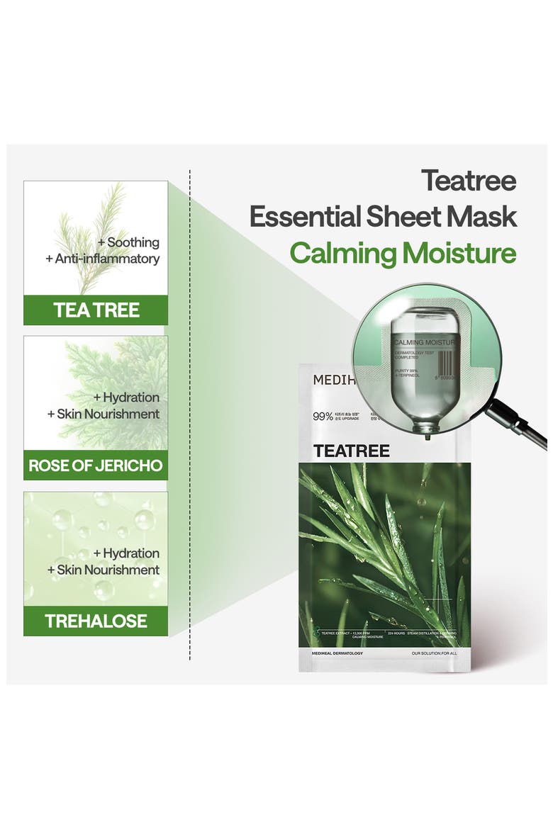 Teatree Essential Sheet Mask Set, Alternate, color, DARK GREEN