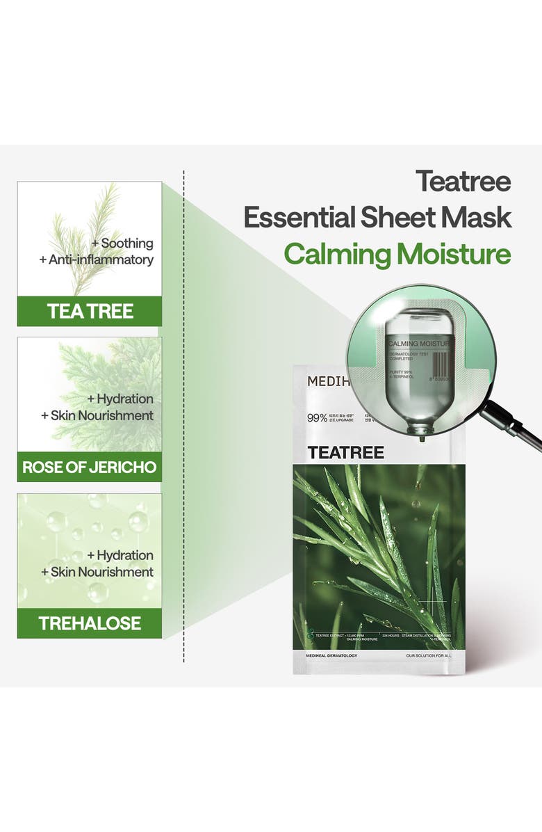 MEDIHEAL Teatree Essential Sheet Mask Set, Alternate, color, Dark Green