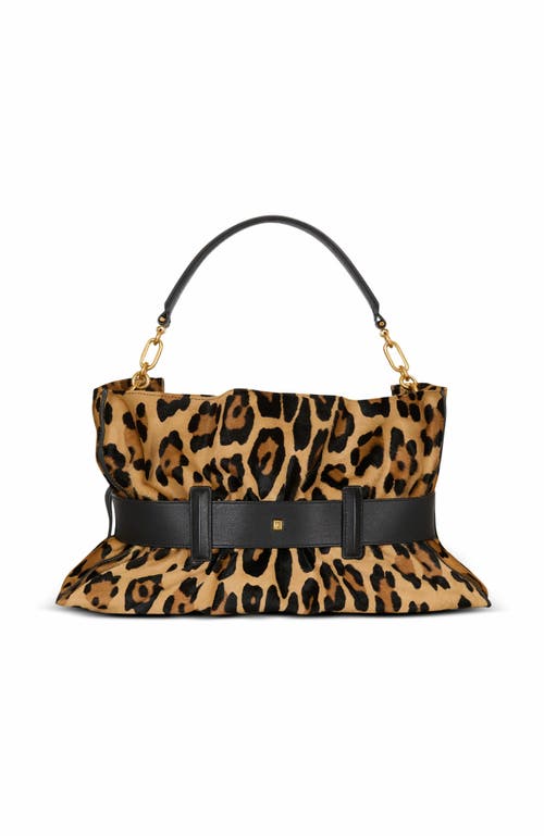 Balmain Anthem Medium Ponyskin-style Leopard Print Bag In Brown