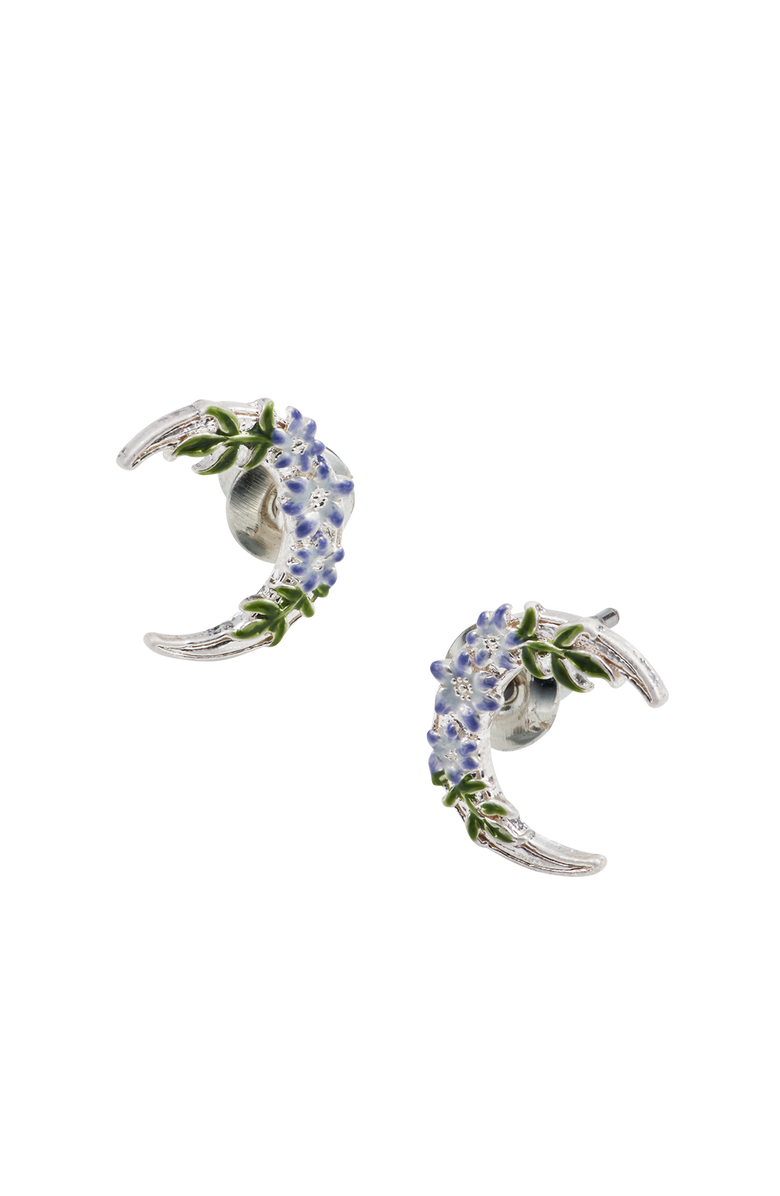 Fable England Nightshade Moon Silver Stud Earrings, Alternate, color, Silver