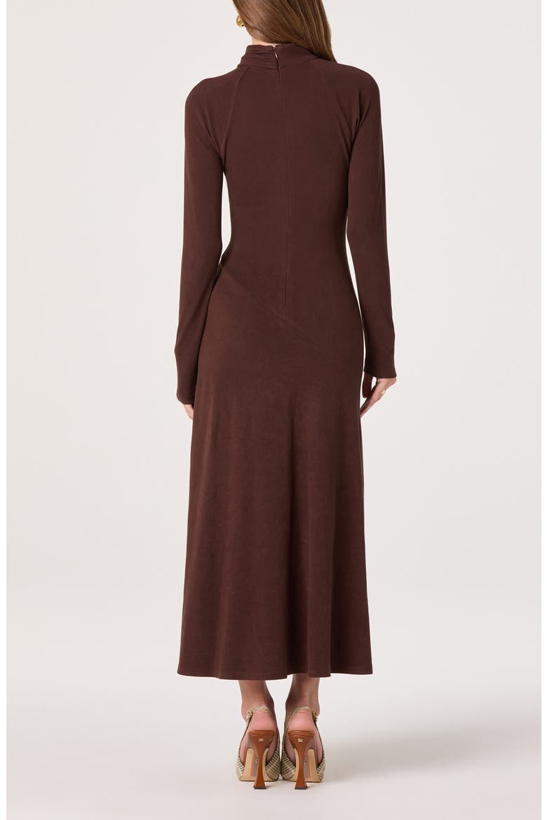 Long Sleeve Mock Neck Dress, Alternate, color, BROWN