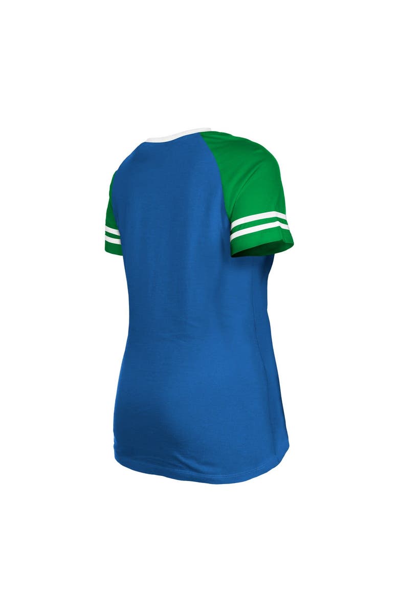 New Era Women's New Era  Royal Seattle Seahawks Throwback Raglan Lace-Up T-Shirt, Alternate, color, 