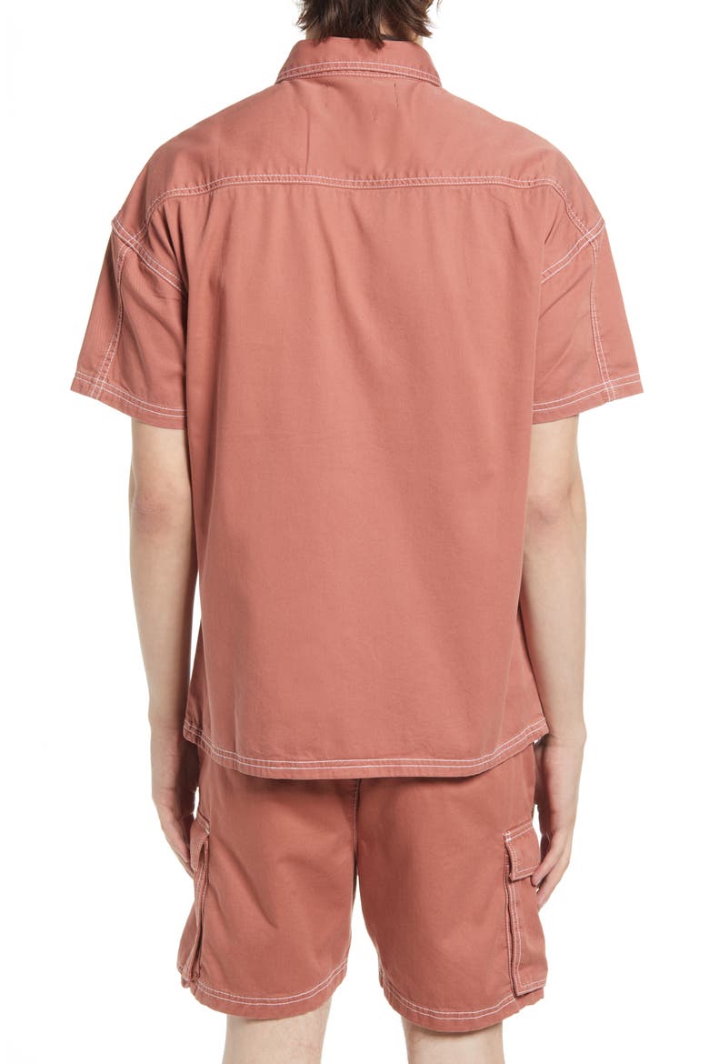 Washed Cotton Button Down Shirt, Alternate, color, RUST