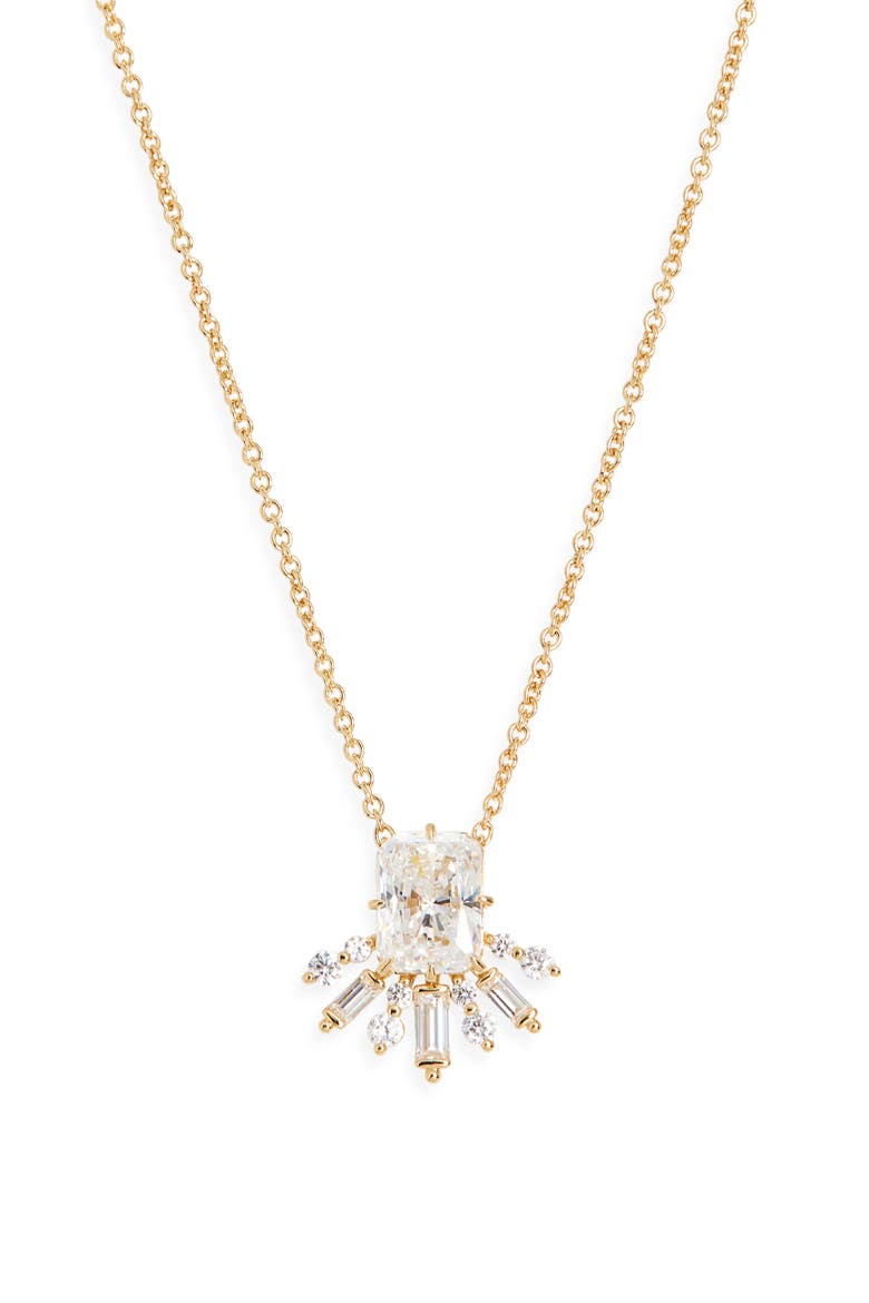 Stellar Half Halo Pendant Necklace, Main, color, GOLD