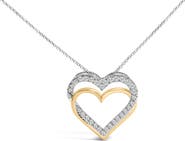 Haus of Brilliance 14K Yellow Gold Plated Sterling Silver 1.00 Cttw Diamond Double Heart Pendant Necklace