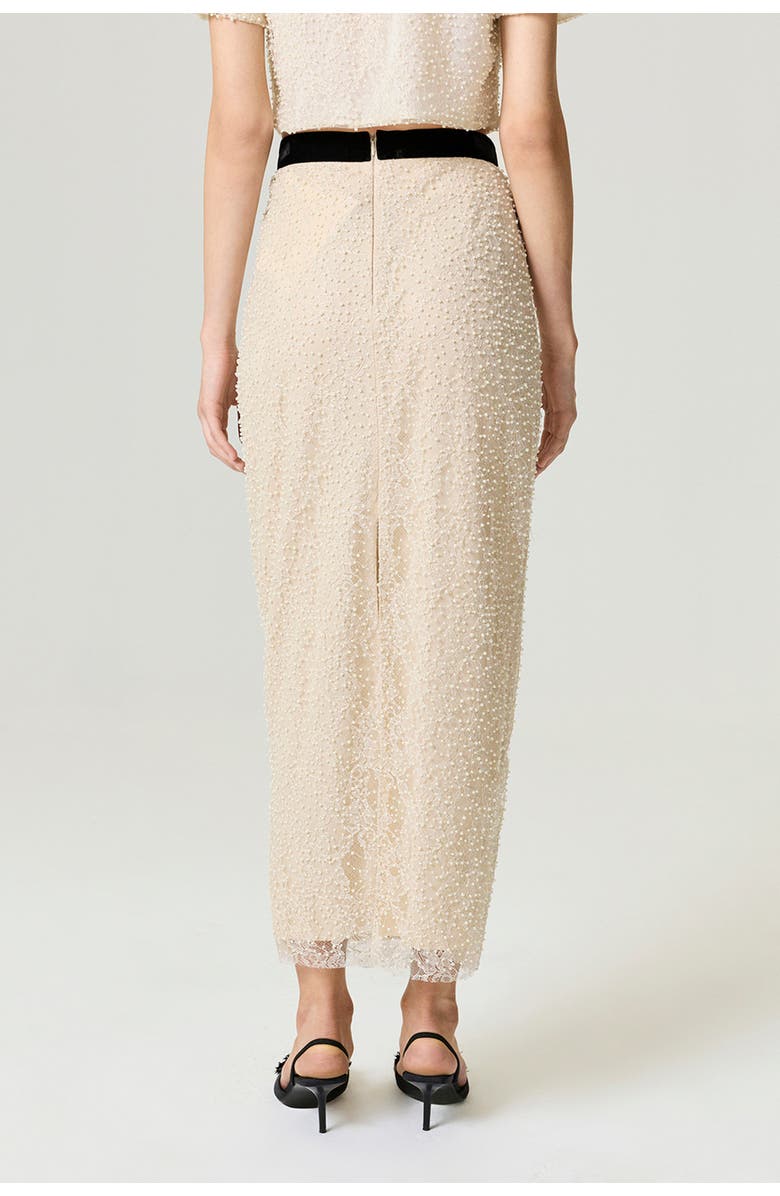 Nocturne Pearl Embellished Pencil Skirt, Alternate, color, Beige