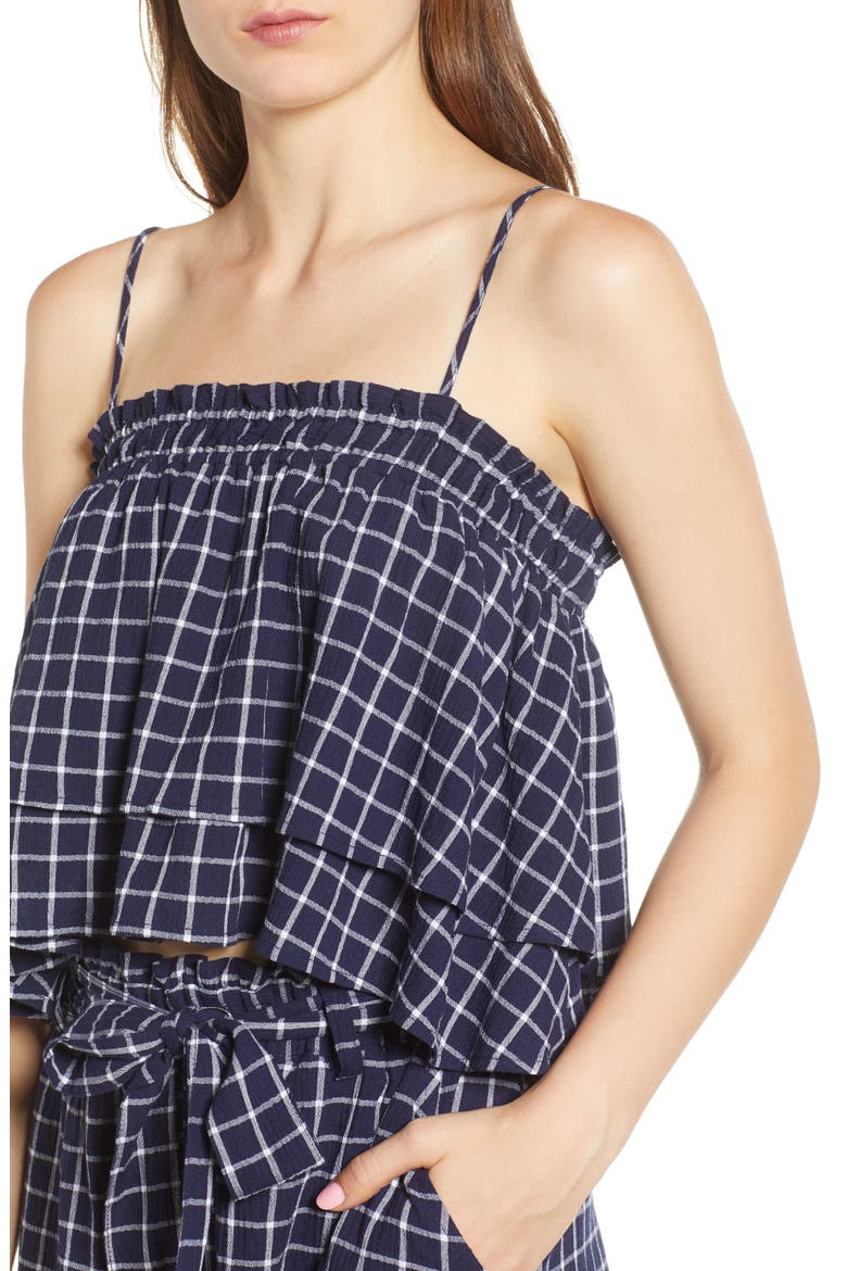 Plaid Tiered Tank, Alternate, color, NAVY PEACOAT TOKYO CHECK