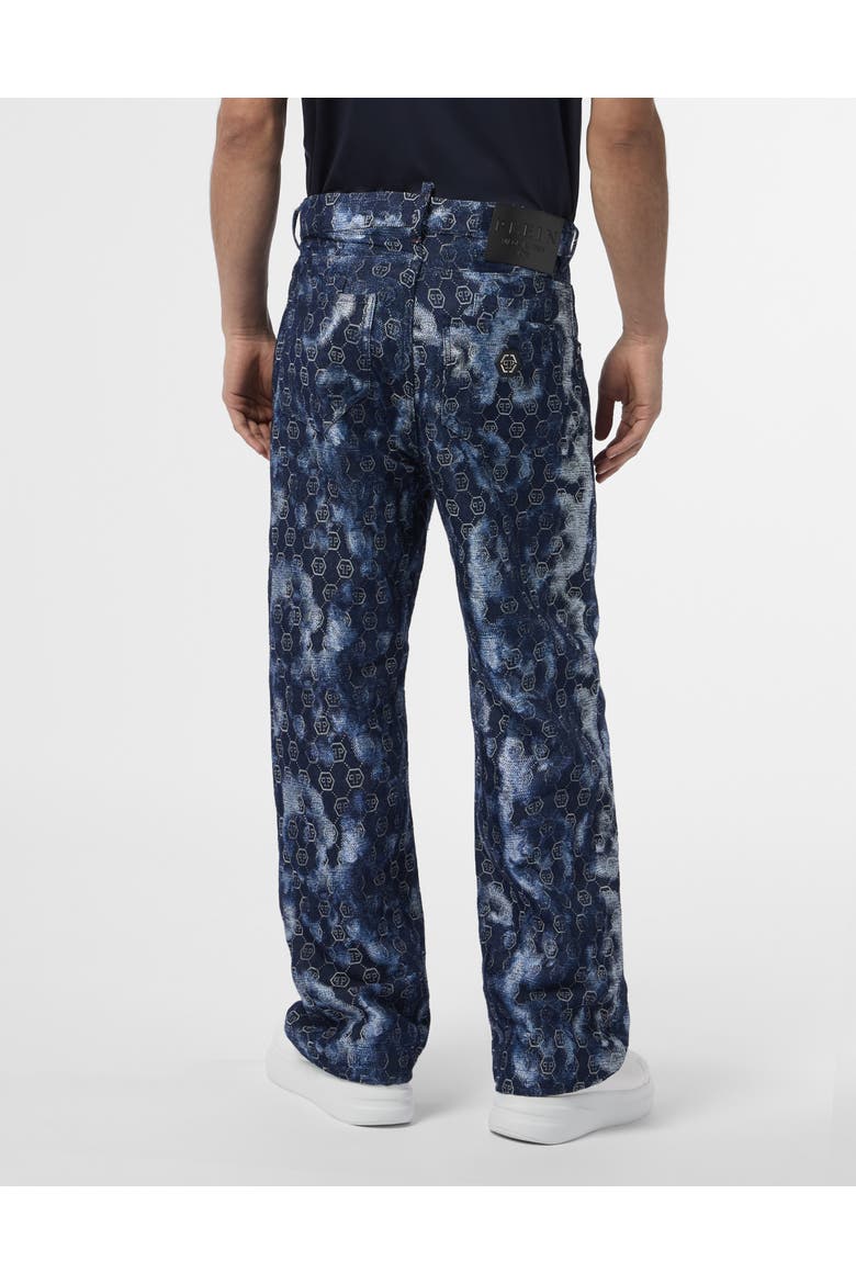Beach Boy Fit Jeans Jacquard Monogram Men, Alternate, color, navy