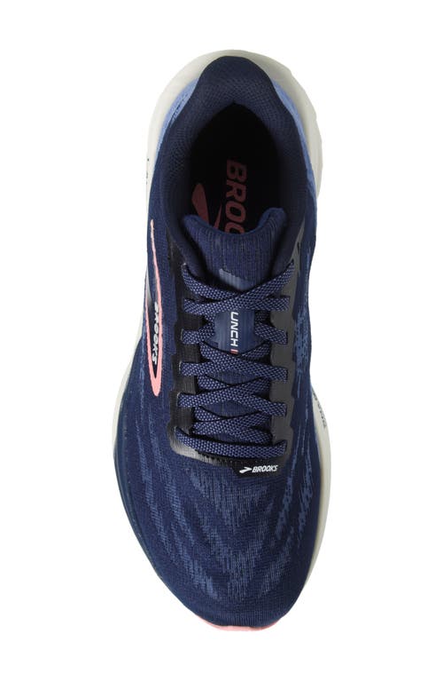 Shop Brooks Launch 11 Running Shoe In Peacoat/blue/peach