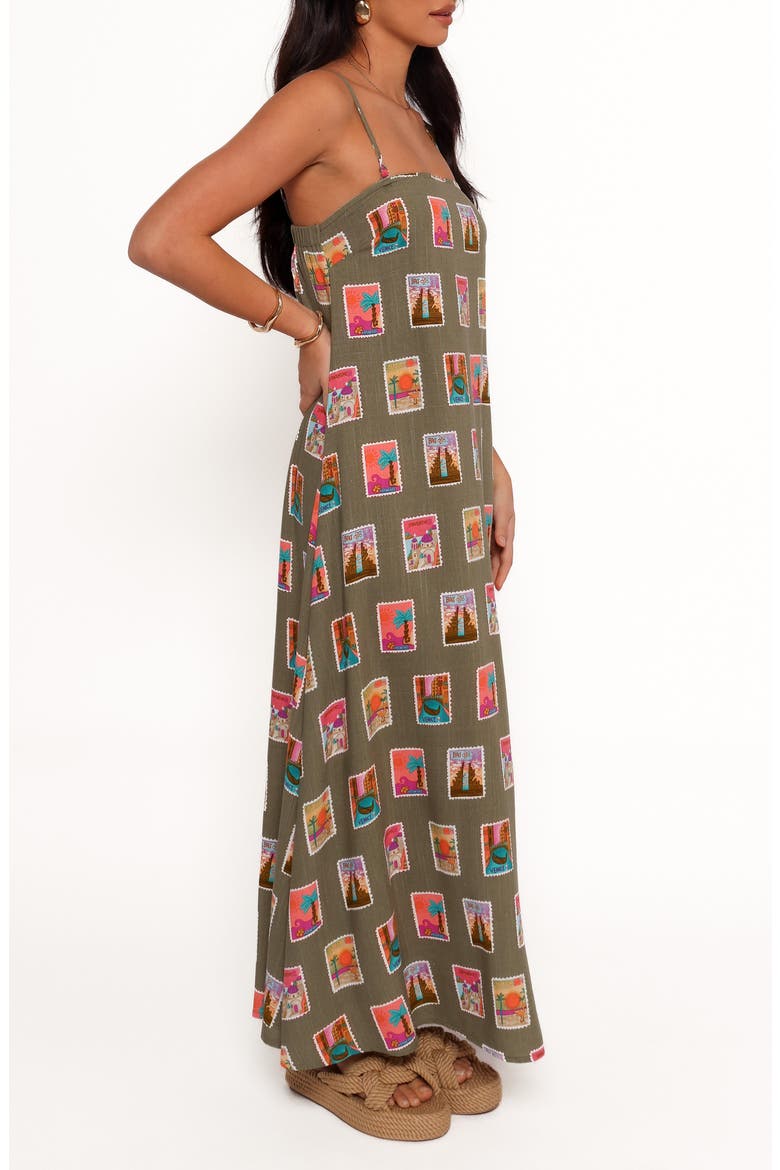 Aoife Postcard Print Maxi Dress, Alternate, color, OLIVE PRINT