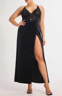 SAVAGE X FENTY Noir Velvet Maxi Slipdress