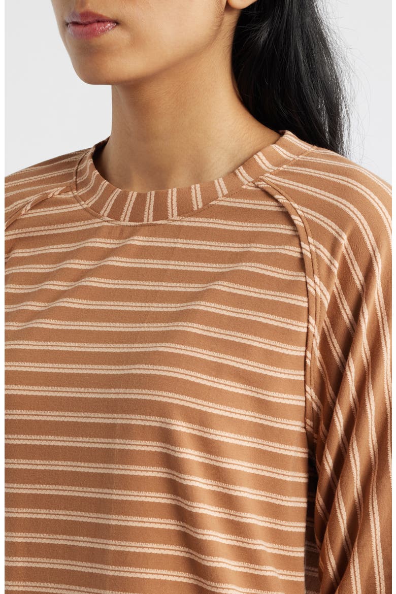 Stripe Three Quarter Sleeve Top, Alternate, color, SAHARA SAND/ PEACH PARFAIT