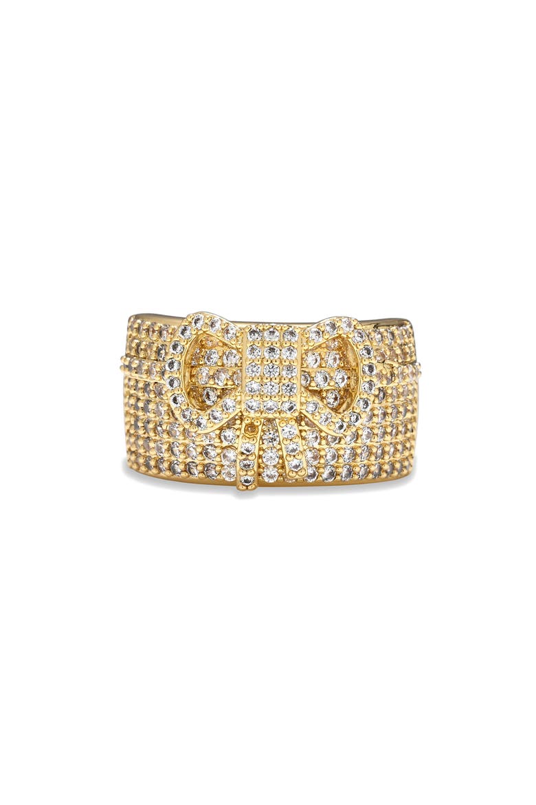 Kaya Bow Cubic Zirconia Statement Ring, Alternate, color, GOLD