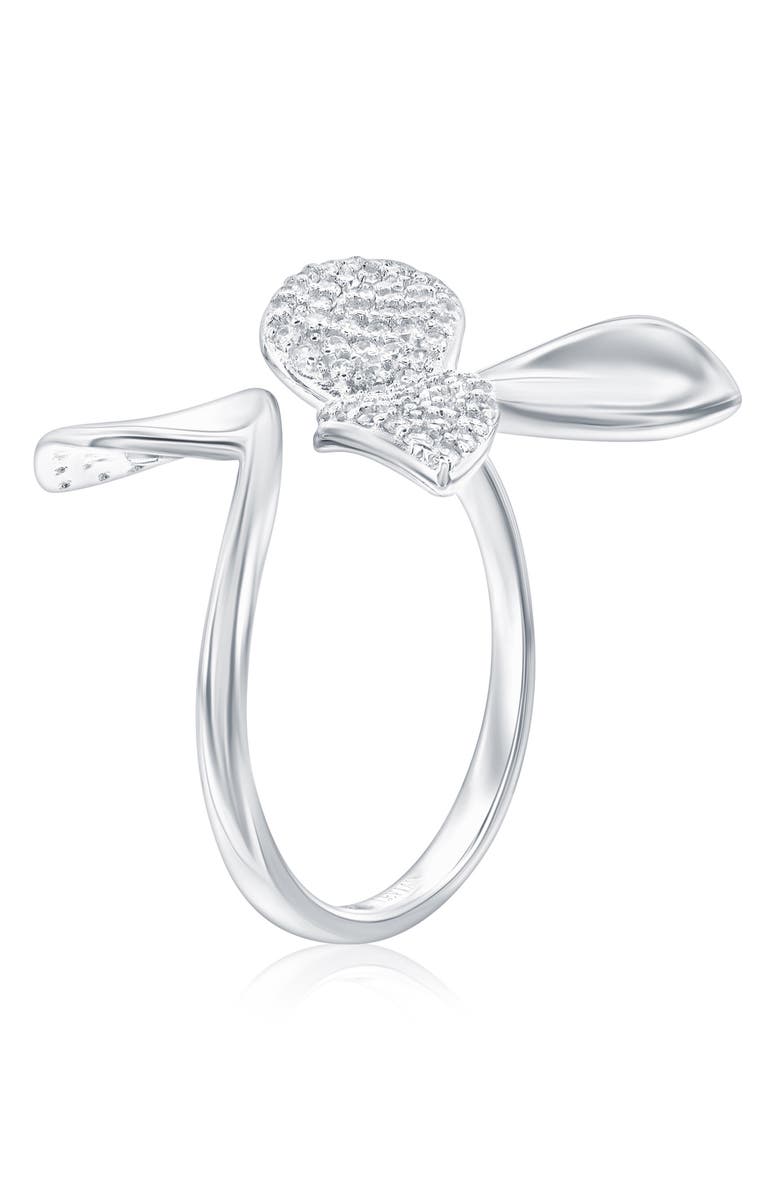 SUZY LEVIAN Pavé Cubic Zirconia Abstract Flower Open Band Ring, Alternate, color, White