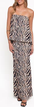 Petal & Pup Agnes Zebra Cotton & Linen Strapless Top & Maxi Skirt Set