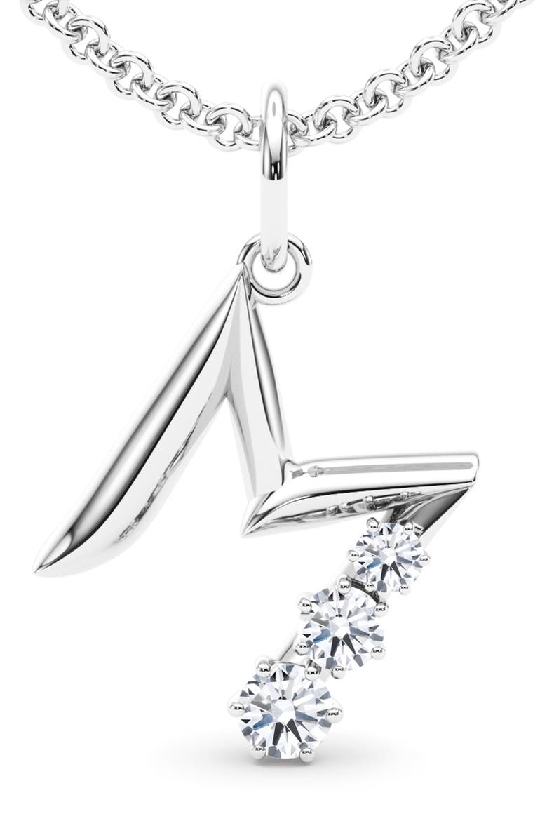Graduated Lab Created Diamond Initial Letter Pendant Necklace, Alternate, color, M - 18K WHITE GOLD