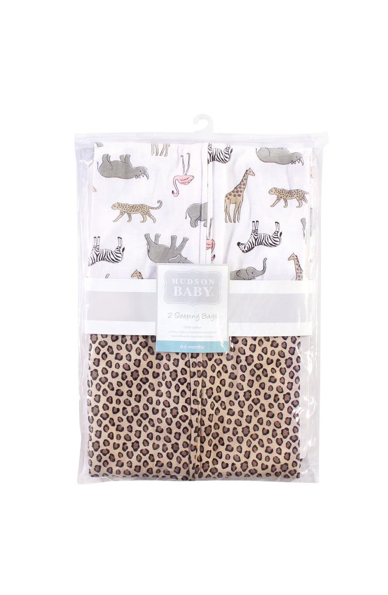 Hudson Baby Twin Pack of Soft Interlock Sleep Sacks, Alternate, color, Modern Pink Safari