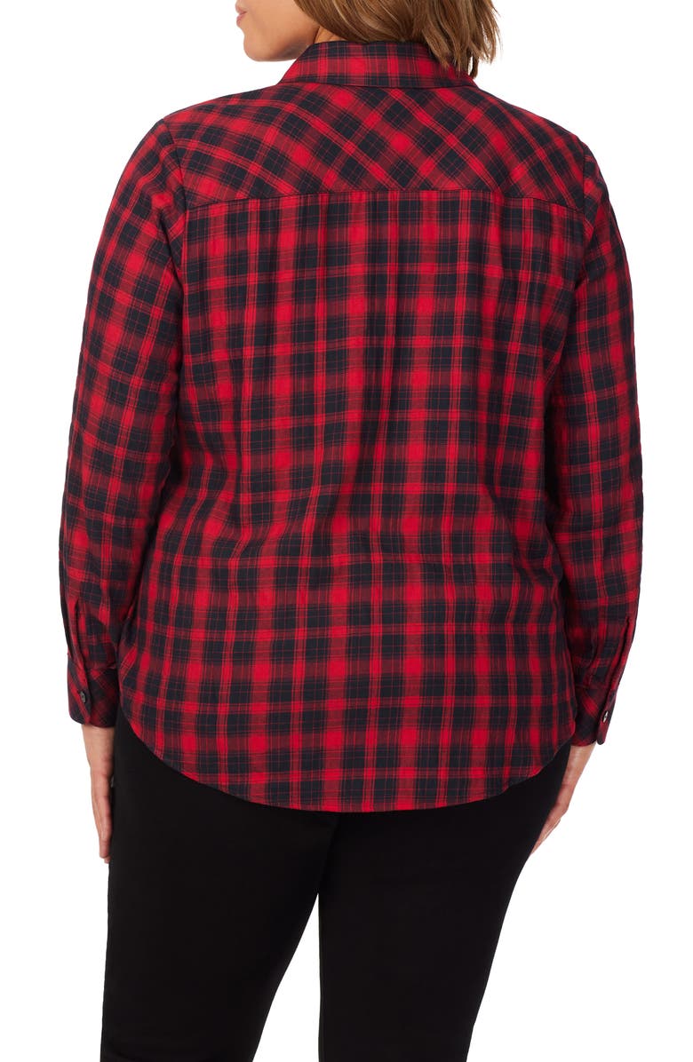 Foxcroft Rhea Scotch Plaid Cotton Blend Button-Up Shirt, Alternate, color,