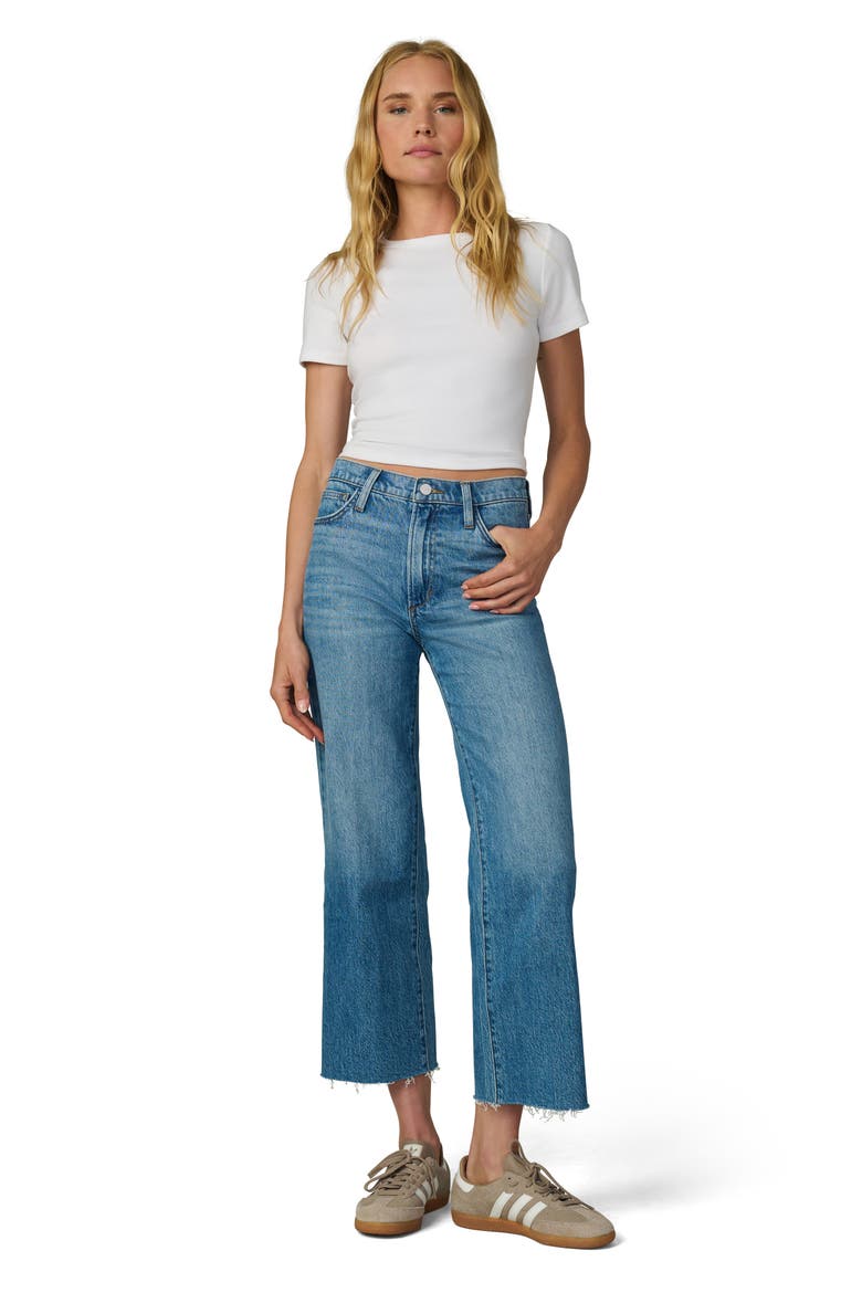 The Blake Raw Hem High Waist Crop Wide Leg Jeans, Alternate, color, GRACEFUL