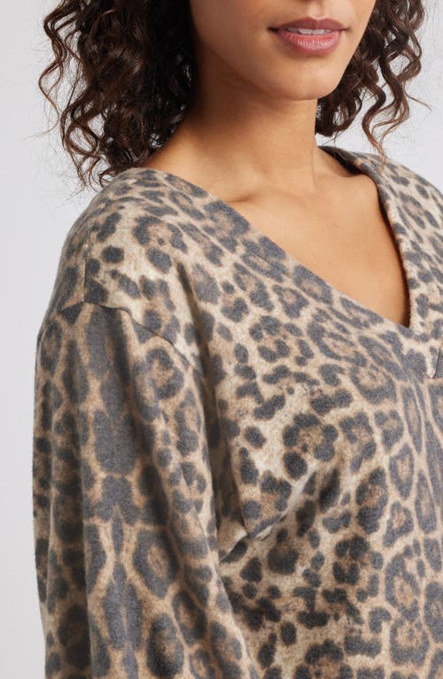 Loveappella Brushed Jersey Top In Animal Print