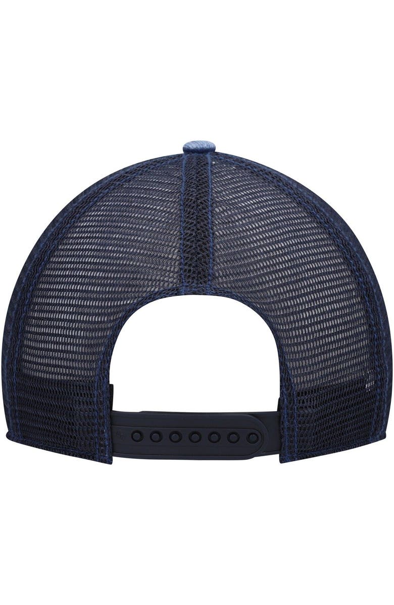 '47 Men's '47 Navy Los Angeles Rams Drumlin Trucker Clean Up Snapback Hat, Alternate, color, 