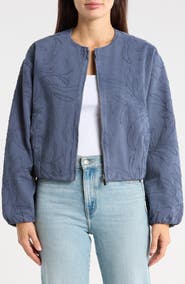 ELIE ELIE TAHARI Embroidered Cropped Bomber Jacket
