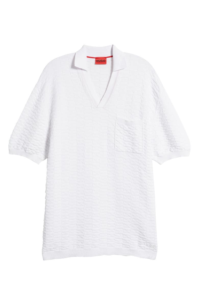 HUGO Spato Cotton Jacquard Sweater Polo, Alternate, color, White