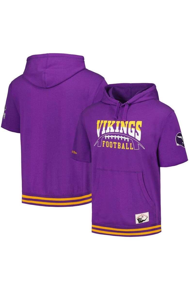 Mitchell & Ness Men's Mitchell & Ness Purple Minnesota Vikings Pre-Game Short Sleeve Pullover Hoodie, Main, color, Purple