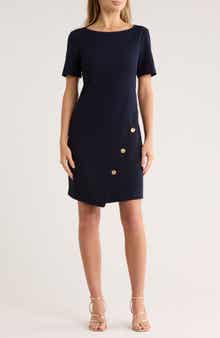 Eliza J Bateau Neck Short Sleeve A-Line Dress