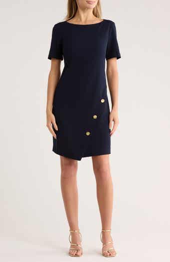 Eliza J Bateau Neck Short Sleeve A-Line Dress
