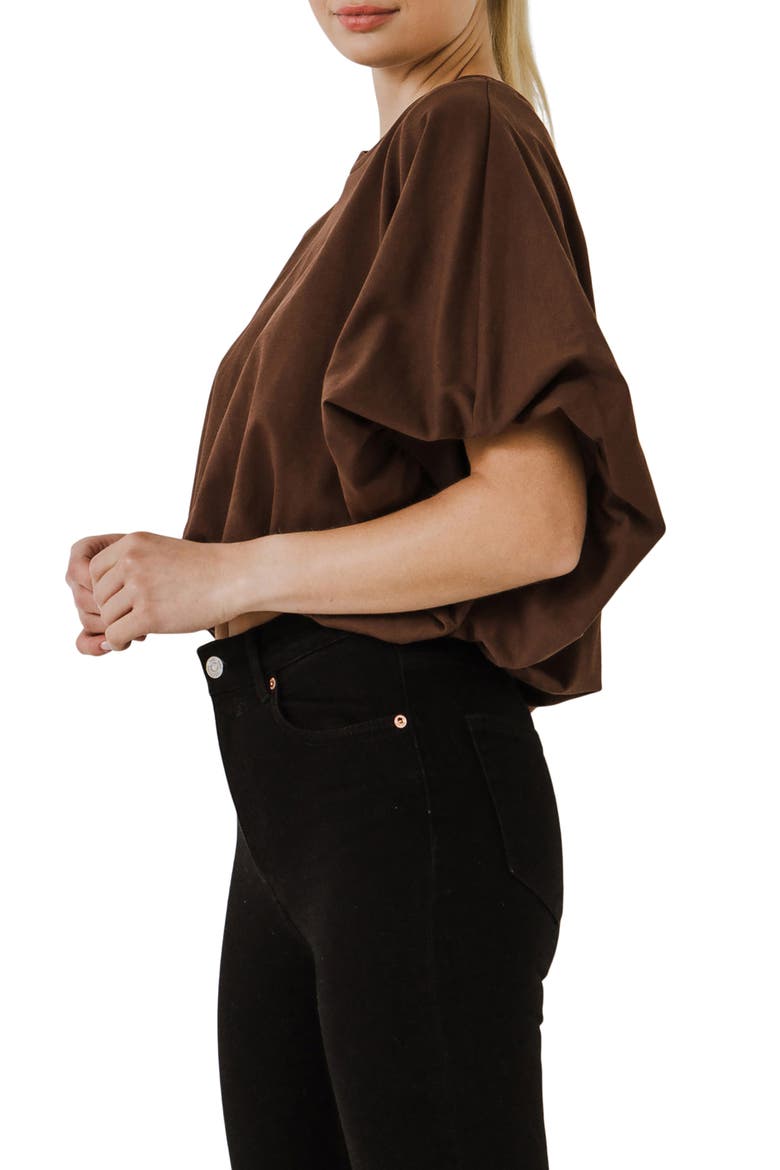 High/Low Crop T-Shirt, Alternate, color, CHOCOLATE