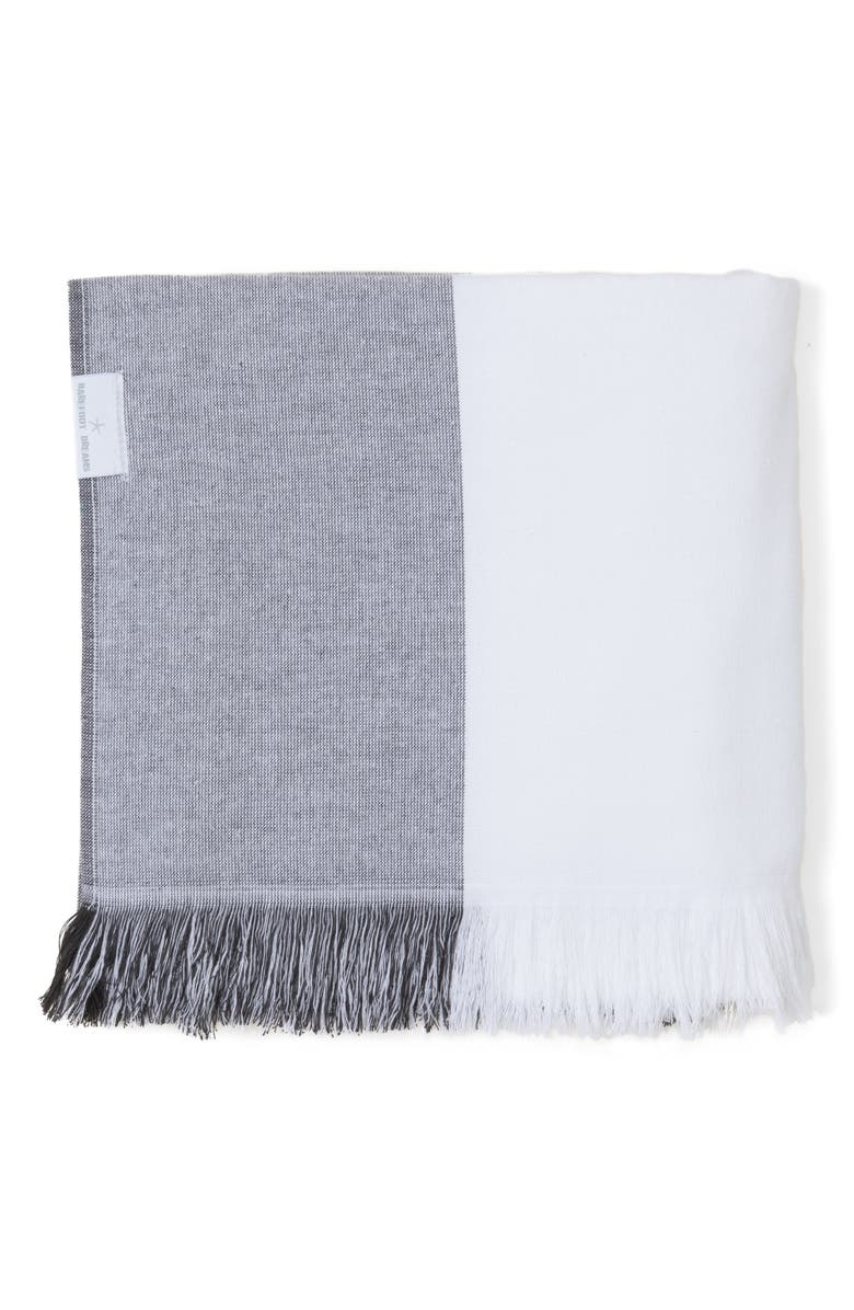 Barefoot Dreams<sup>®</sup> Colorblock Organic Cotton Oversize Towel, Alternate, color, Carbon-White