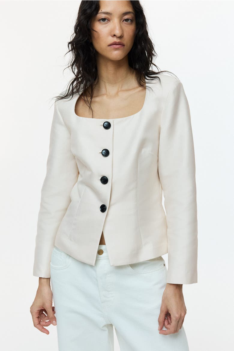 Square-neck Blazer, Alternate, color, Light beige