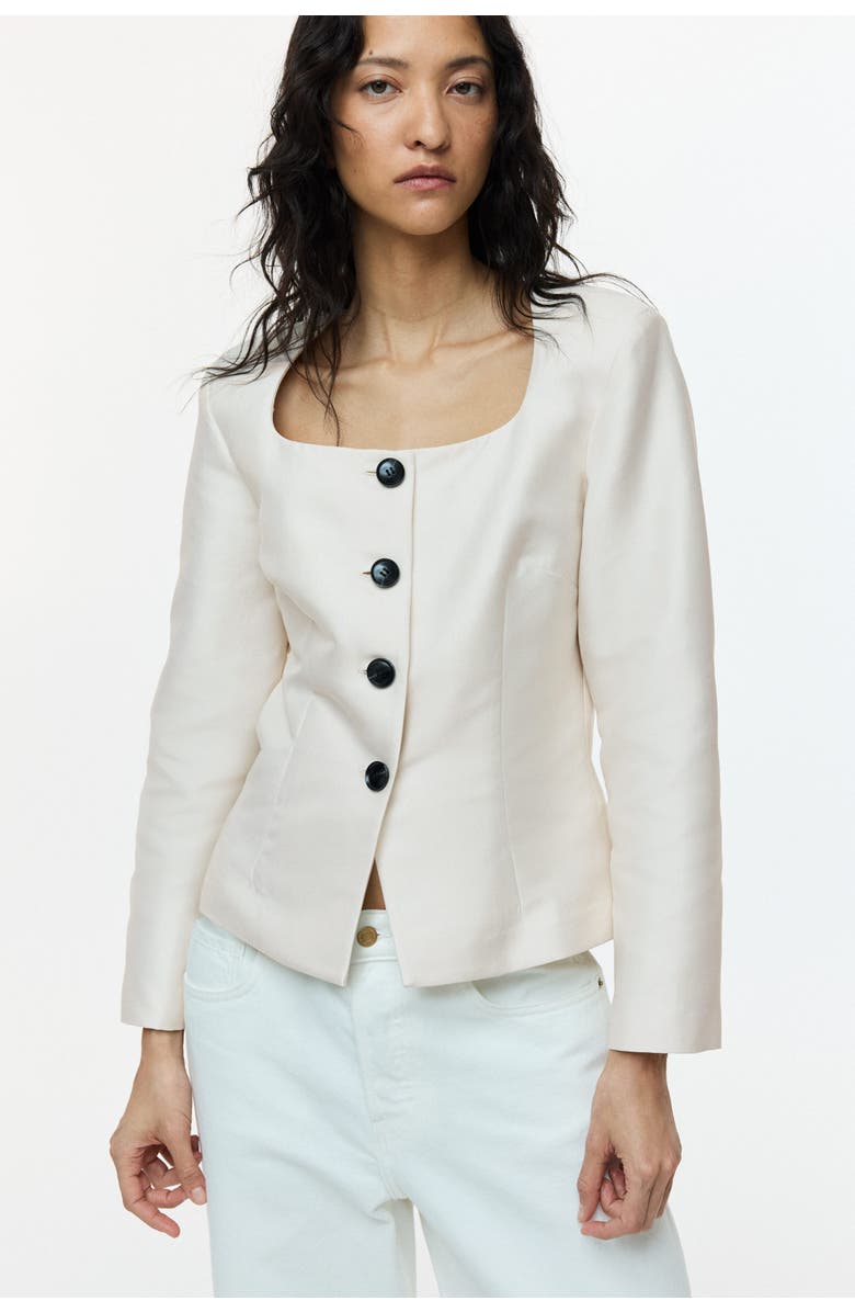 H&M Square-neck Blazer, Alternate, color, Light Beige