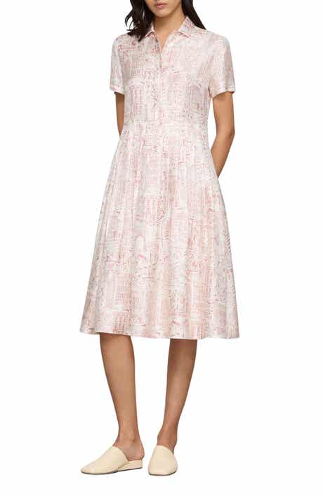 Landmarks Print Silk Twill Shirtdress