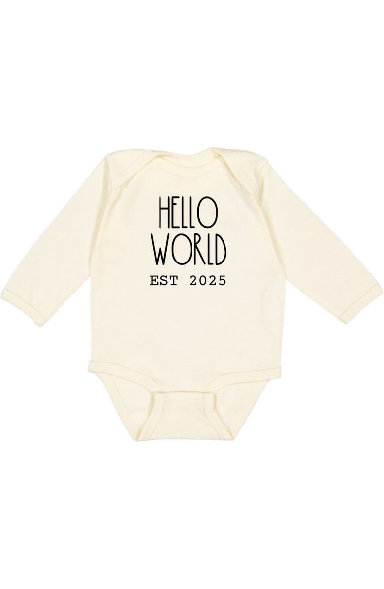 Sweet Wink Hello World Est 2025 Long Sleeve Bodysuit, Main, color, 