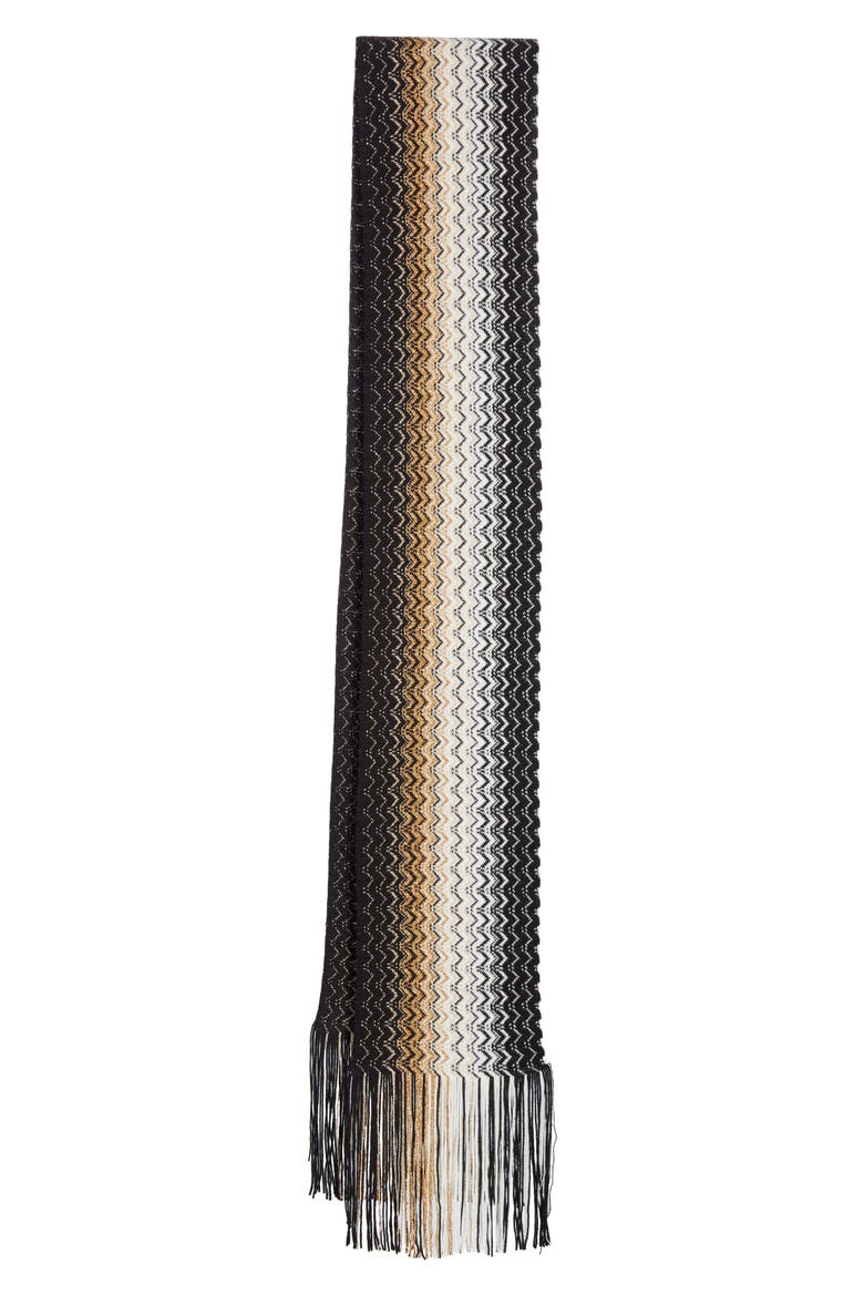 Ombré Zigzag Skinny Scarf, Main, color, NEUTRAL MULTI