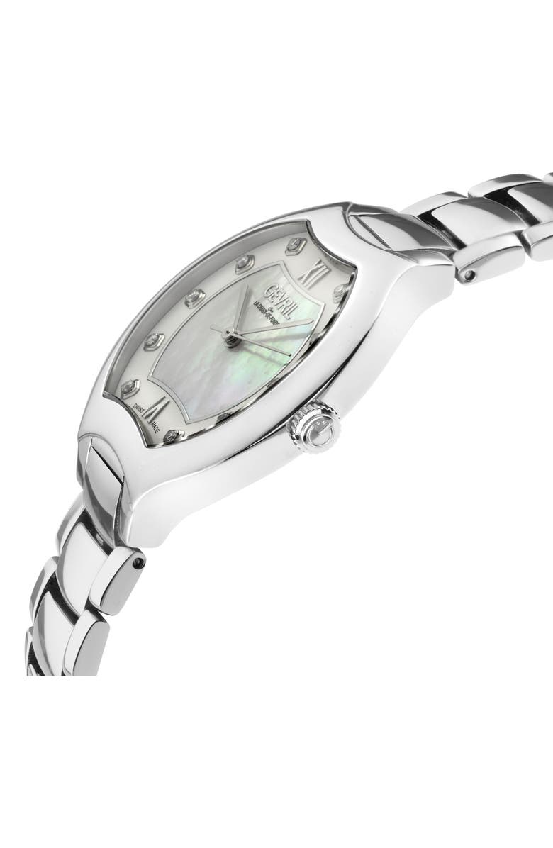 GEVRIL Lugano Swiss Diamond Watch, 35mm - 0.1ct., Alternate, color, Silver