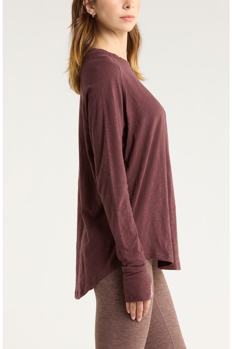 Relaxed Washed 2.0 Long Sleeve Slub Tee, Alternate, color, BURGUNDY FUDGE