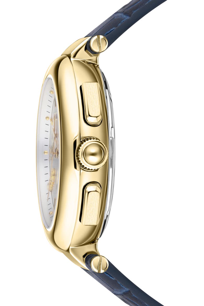 Croc-Embossed Leather Strap Chronograph Watch, 40mm, Alternate, color, IP GOLD