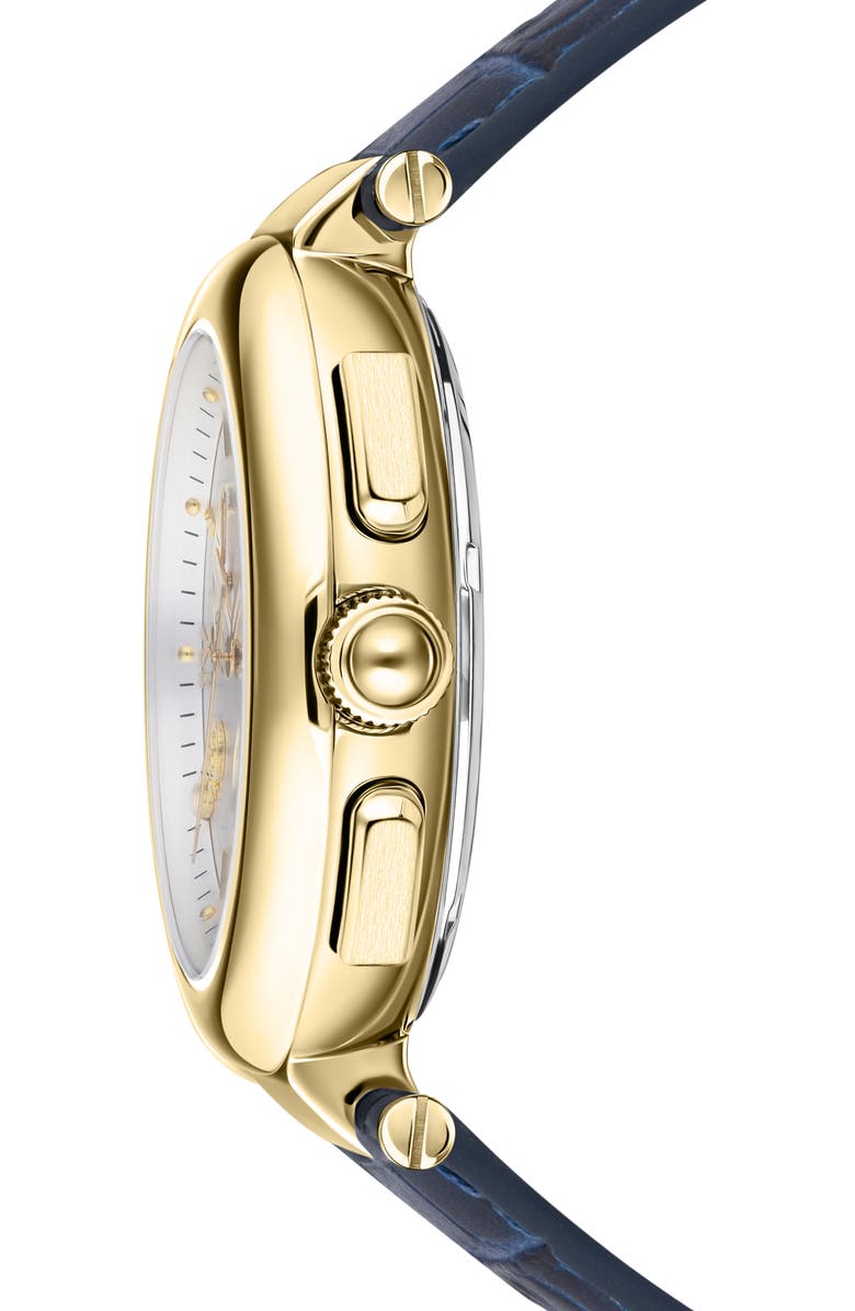 FERRAGAMO Croc-Embossed Leather Strap Chronograph Watch, 40mm, Alternate, color, Ip Gold