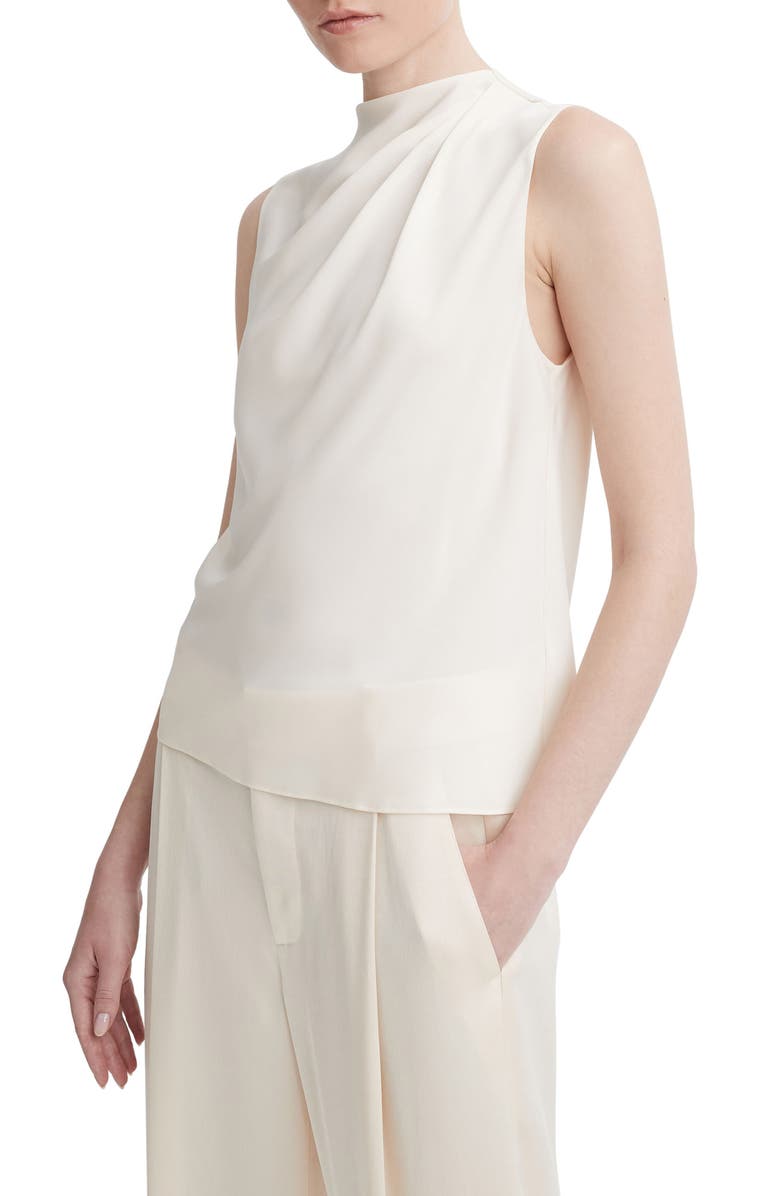 Vince Cascade Draped Sleeveless Stretch Silk Top, Alternate, color, 
