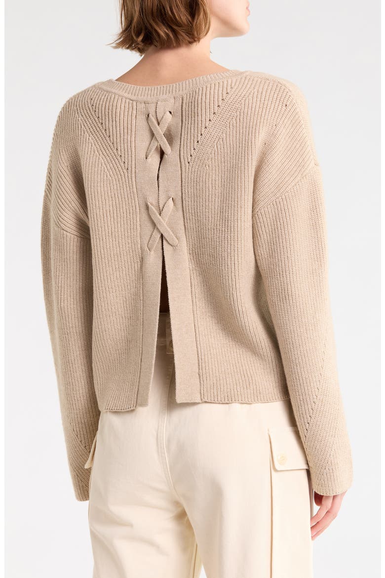 Crisscross Back Crewneck Sweater, Alternate, color, OATMEAL