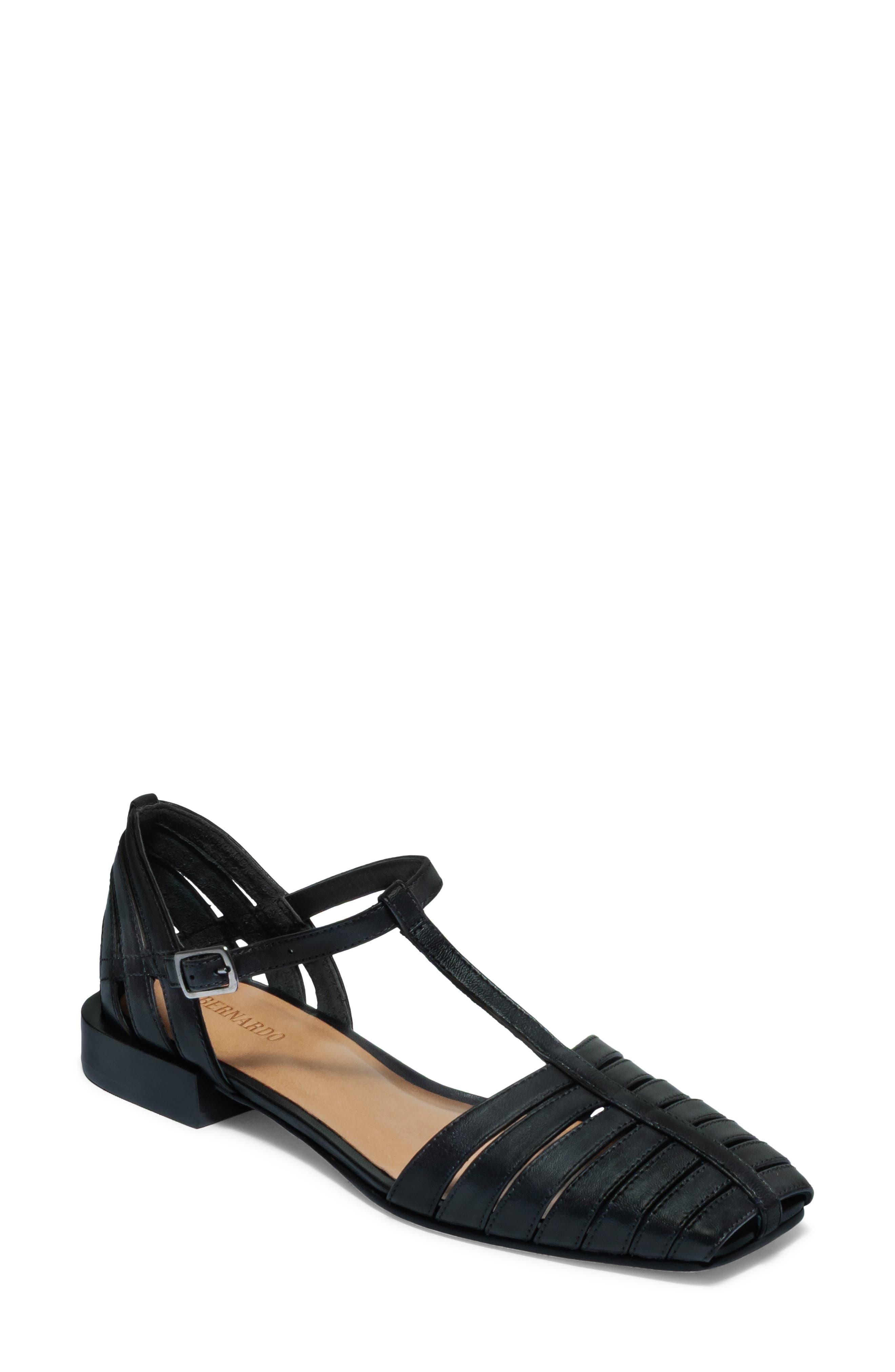 Brighton Leather Flat, Main, color, BLACK GLOVE LEATHER