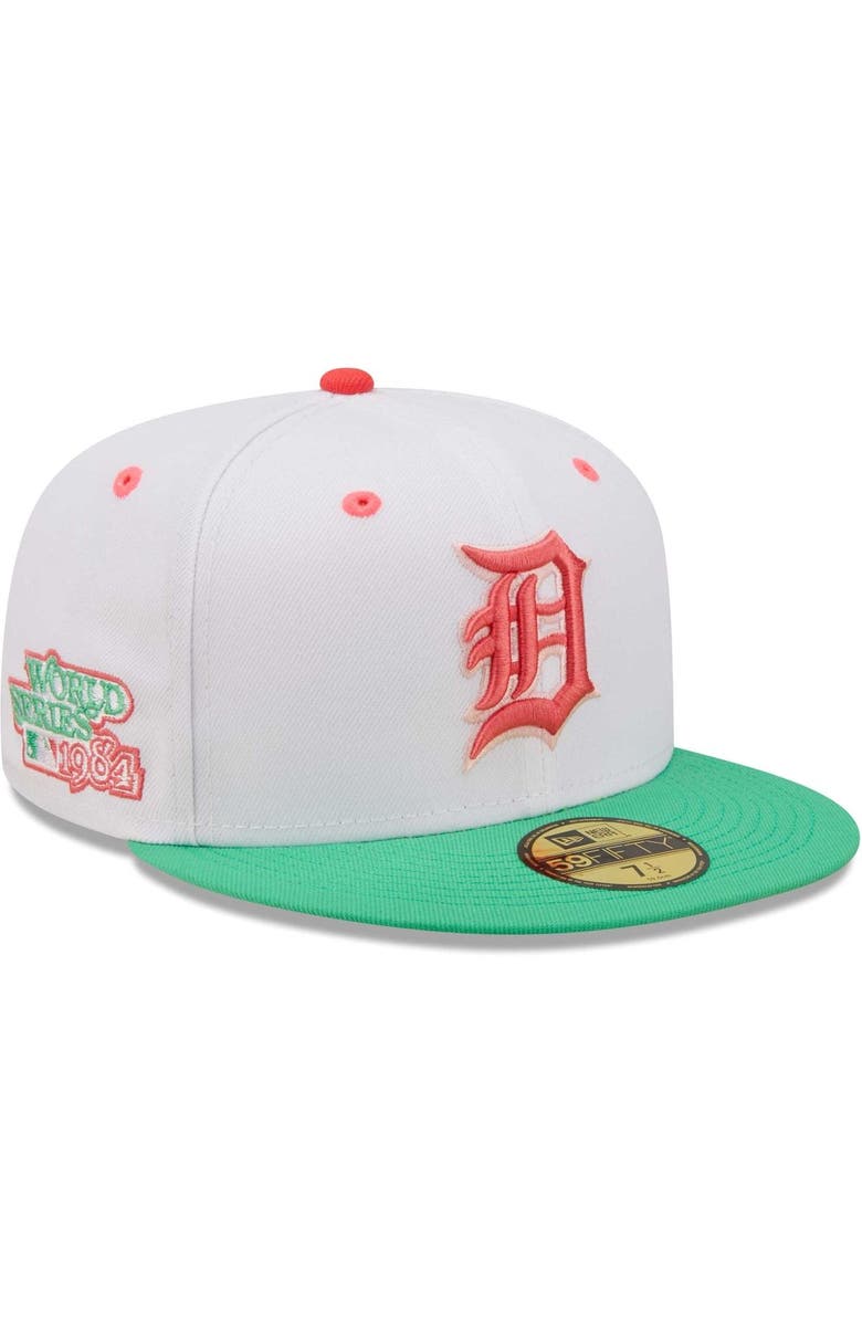 New Era Men's New Era White/Green Detroit Tigers 1984 World Series Watermelon Lolli 59FIFTY Fitted Hat, Main, color, 