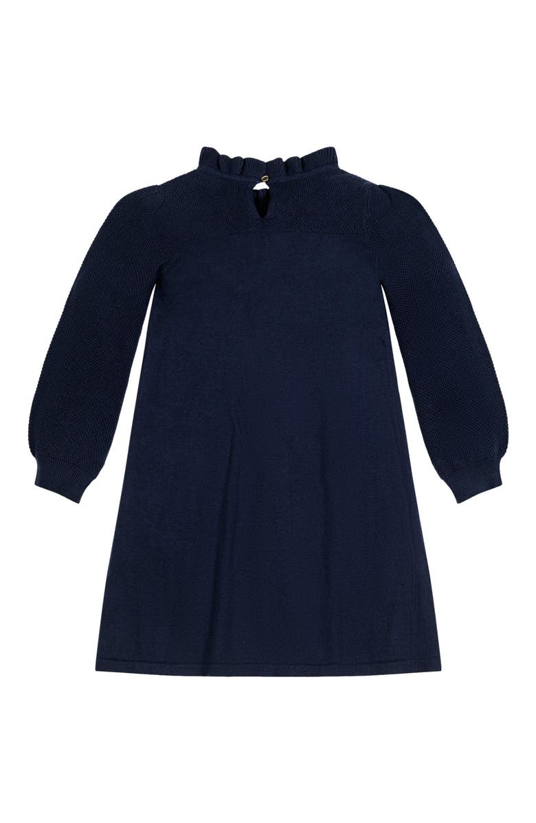 Hope & Henry Girls' Organic Ruffle Neck Sweater Dress, Toddler, Main, color, 