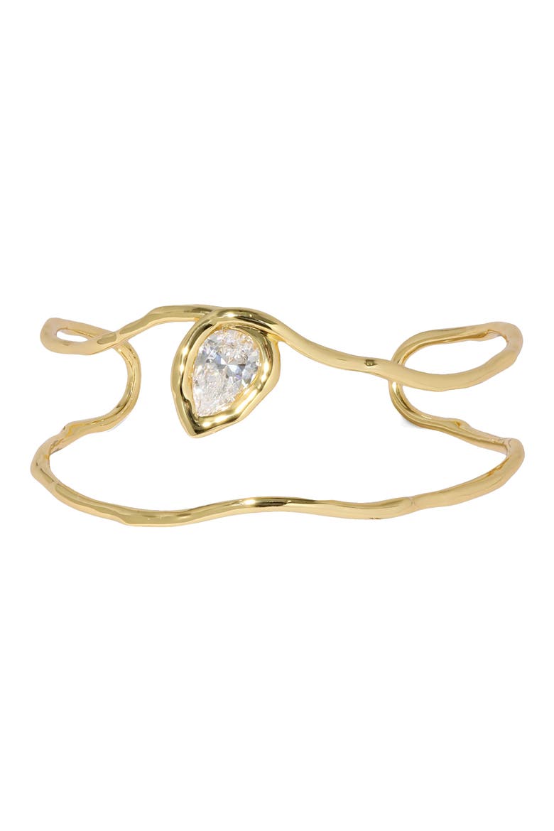 Asterales Floating Cubic Zirconia Cuff Bracelet, Main, color, GOLD/ CUBIC ZIRCONIA