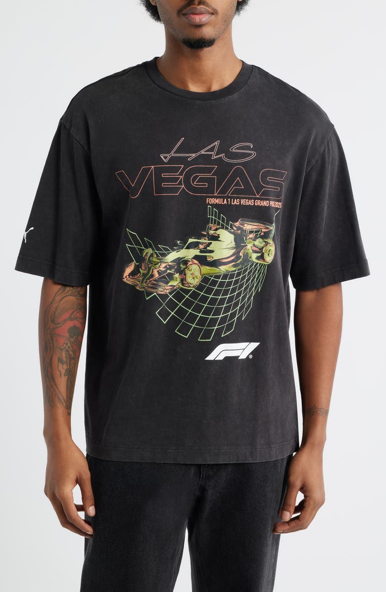 PUMA Formula 1<sup>®</sup> Vegas Cotton Graphic T-Shirt, Main, color, Puma Black