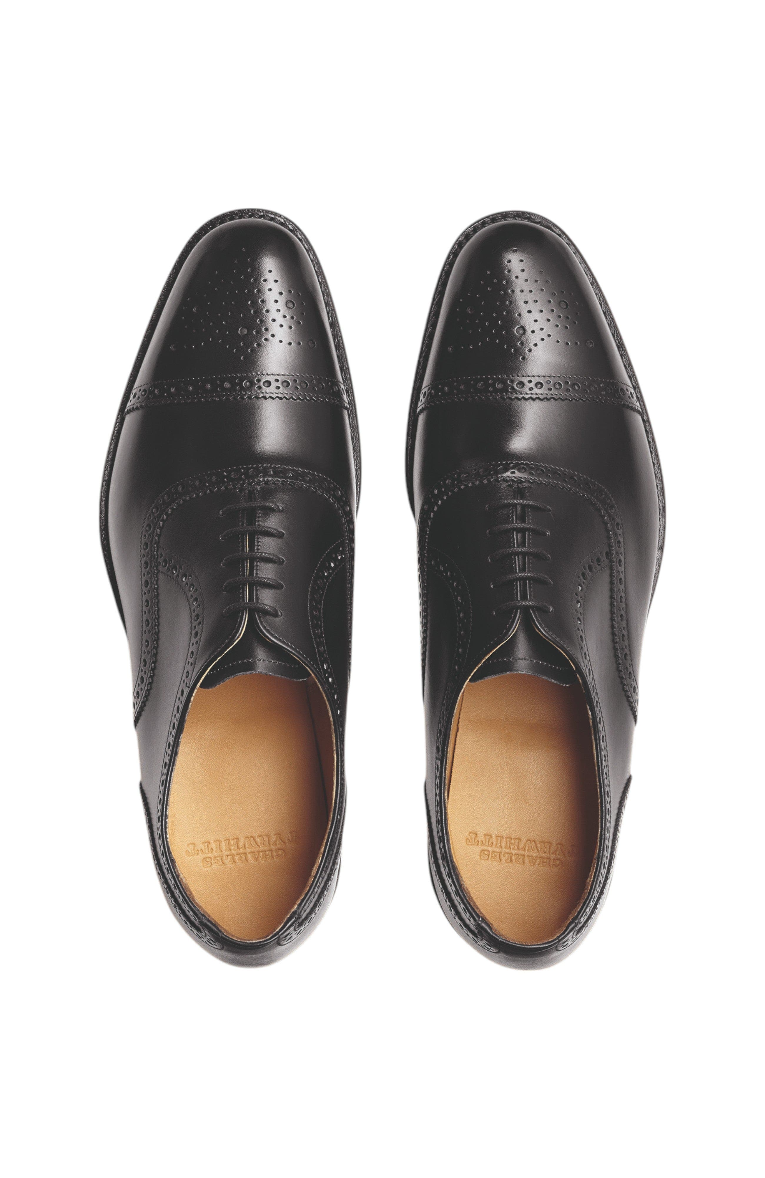 Leather Oxford Brogue Shoes, Alternate, color, Black