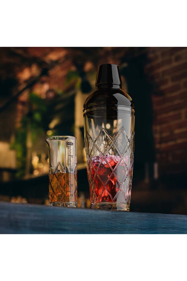 Yarai Glass Cocktail Shaker & Jigger Set, Alternate, color, Black Chrome